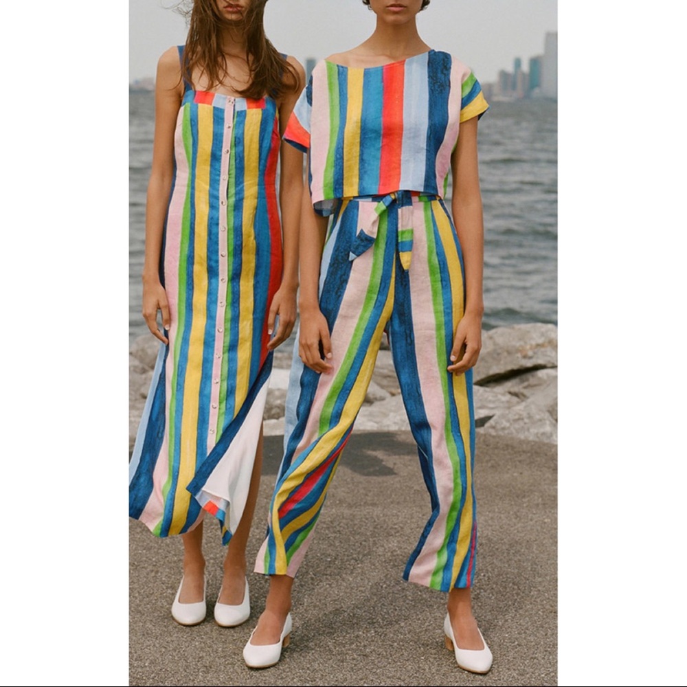 Mara Hoffman Rainbow Striped Sheath Midi Dress